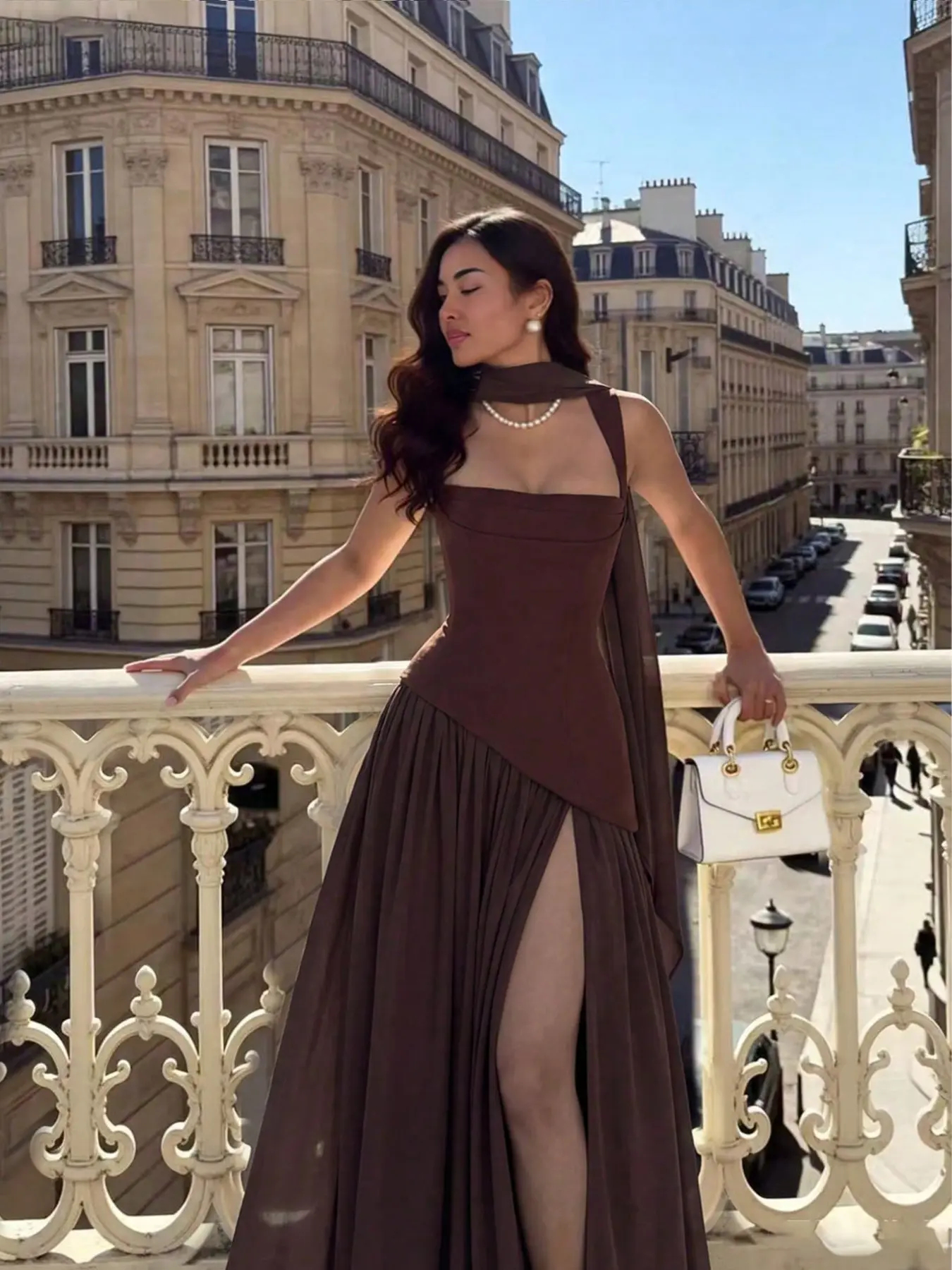 Women's Solid Color Square Neck Dress with Back Tie, Scarf Ribbon, Flared A-Line, Sexy Vacation Wedding Party Dress