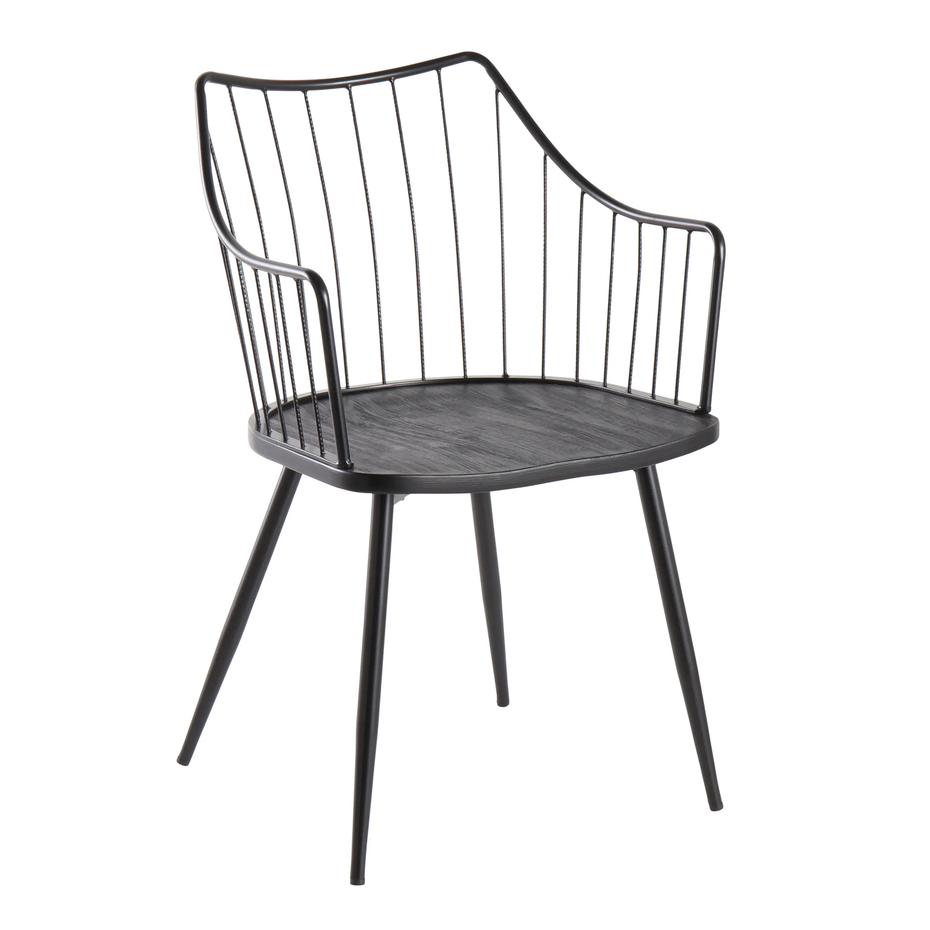 Nokaa Farmhouse Dining Chair Black Metal Frame Wood Seat Spindle Back Accent Side Chair for Kitchen Living Room Office Indoor Use, 250 lbs Capacity