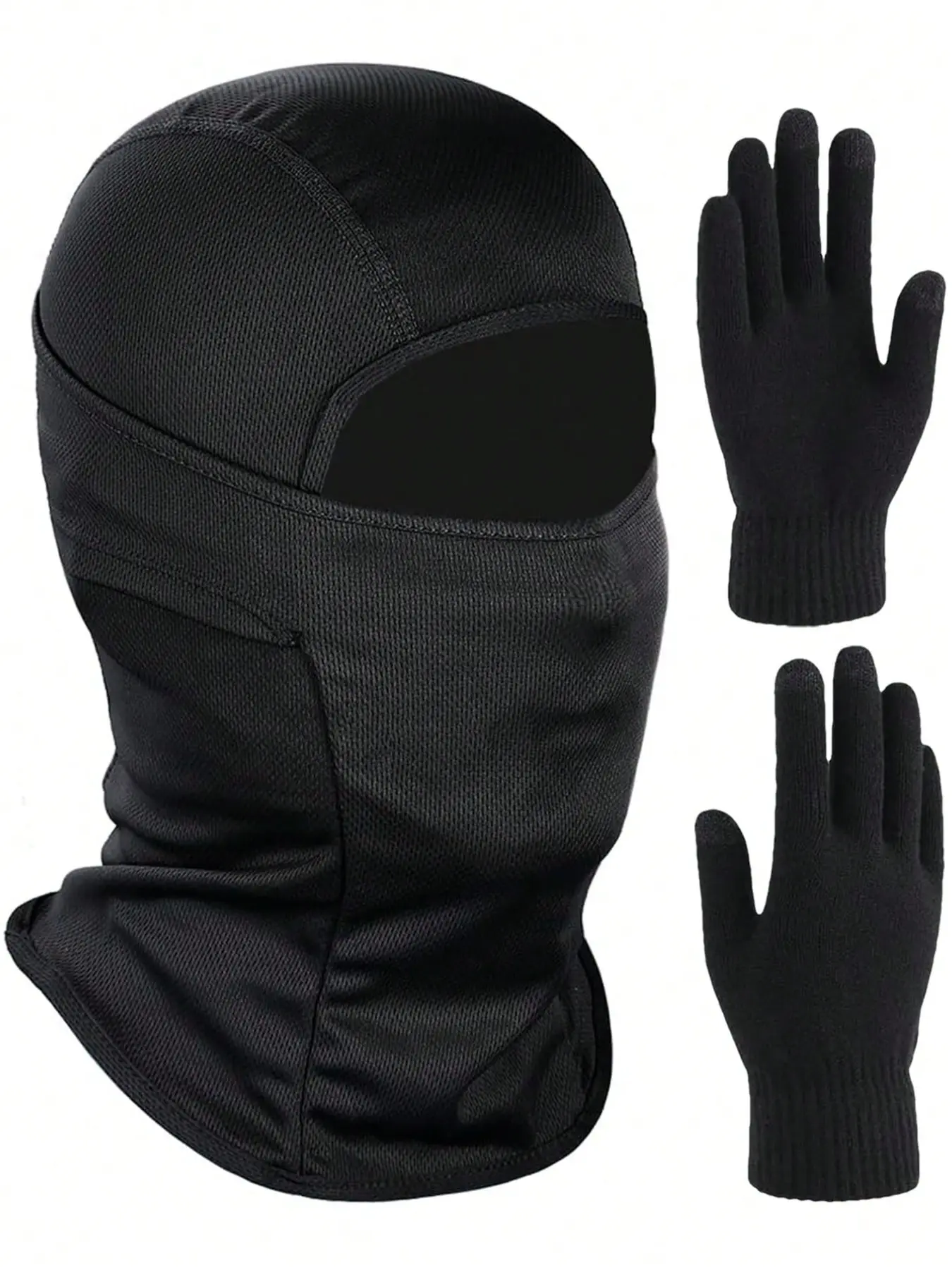 2Pcs/set Ski Mask for Men Women, Balaclava Face Mask and Black gloves, Shiesty Mask UV Protector Lightweight for Snowboard, Motorcycle Gear