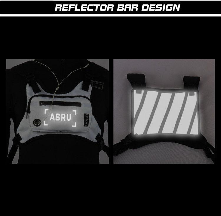 Unisex Reflective Chest Bag for Outdoor Sport, Adjustable Tactical Vest with Headphone Hole, Lightweight Soft Shell Activewear Pack with Practical Pockets for Running, Cycling and Skiing SpringStatements