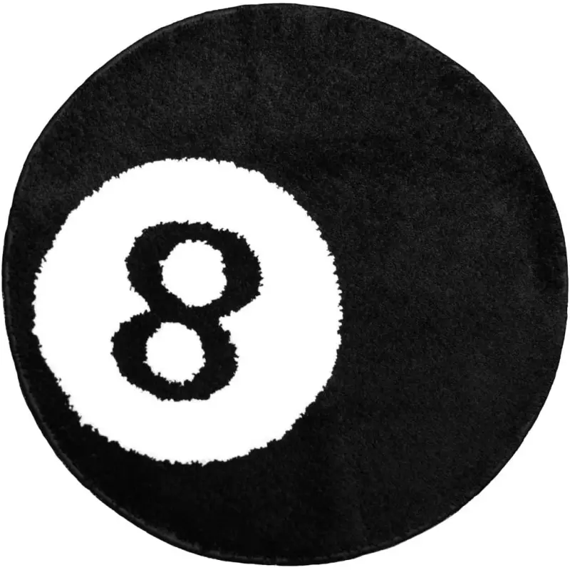 8 Ball Rug - 32/23 Inch White & Black Hypebeast, Aesthetic and Home Decor Rugs for Bedroom & Living Room - Y2K Room Decor