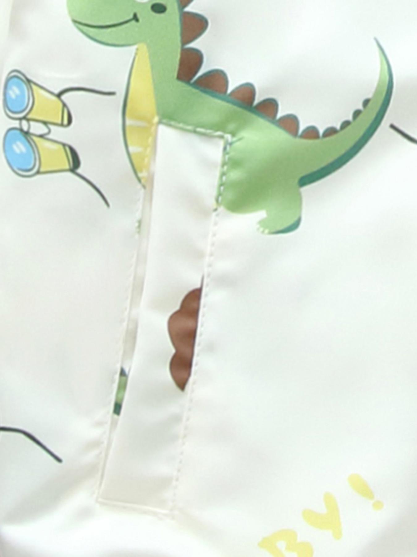 Boy's Cartoon Dinosaur Print Zip Up Hooded Jacket, Cute Casual Long Sleeve Outerwear for Spring & Fall, Kids Clothes for Daily Wear