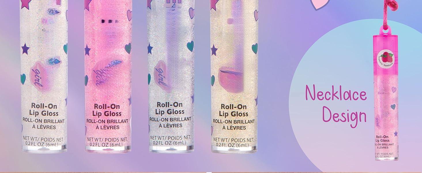 12pc Lip Gloss Necklace, Fruit Flavored Lip Gloss Set, Value Pack, Teen Girls Party Favors, Non Toxic Lip Gloss Necklaces For Girls