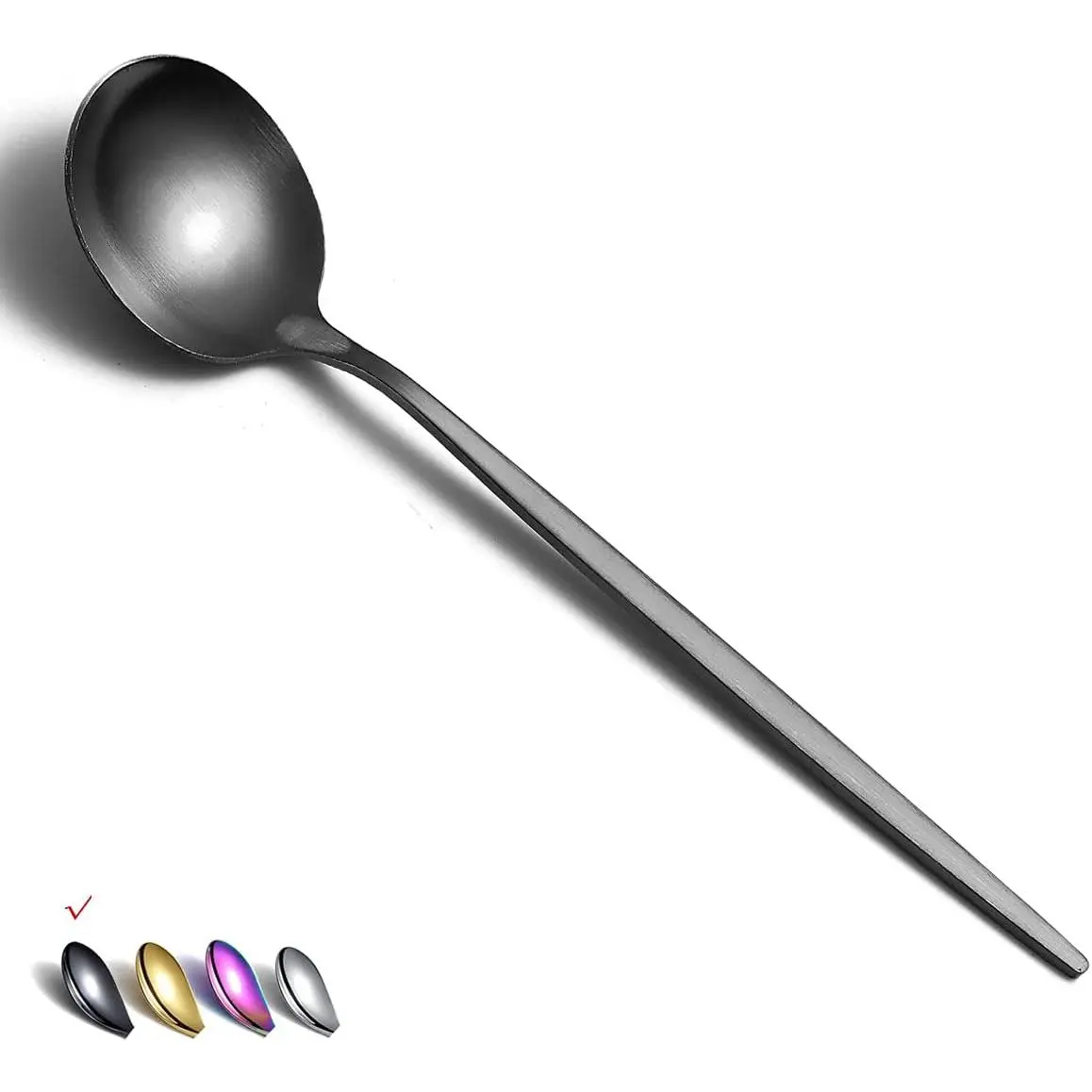 Matt Black Dinner Spoons 6 count, 8.1'' Stainless Steel Tablespoons, Soup Spoons, Dessert Spoons, Spoons Silverware for , Kitchen or Restauran,Dishwasher Safe