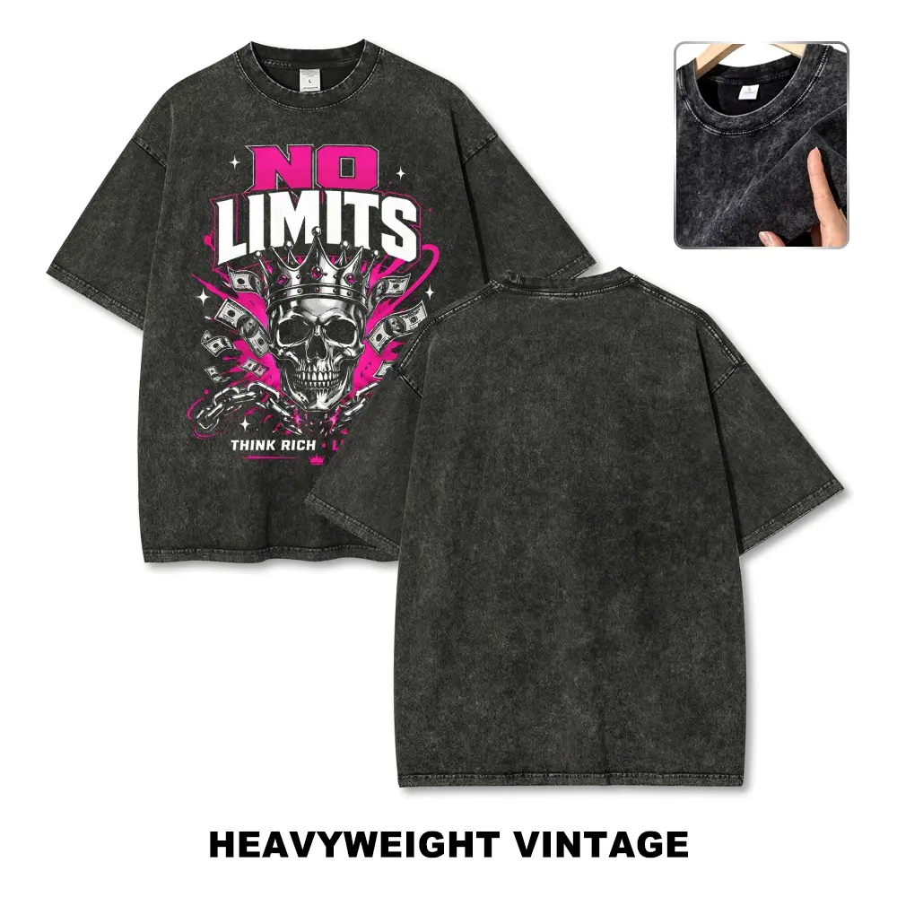 Retro Money Skull T-Shirt Mineral Wash - Unisex Oversized Heavyweight Graphic Tee, Aesthetic Hustle Culture Streetwear