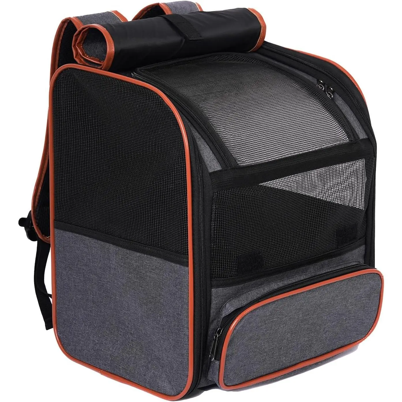 Breathable Mesh Cat Backpack Carrier - Airline Safe, Foldable Pet Carrier for Cats (Under 15lbs) with Ventilated Space, Ideal for Hiking, Travel, Dark Gray