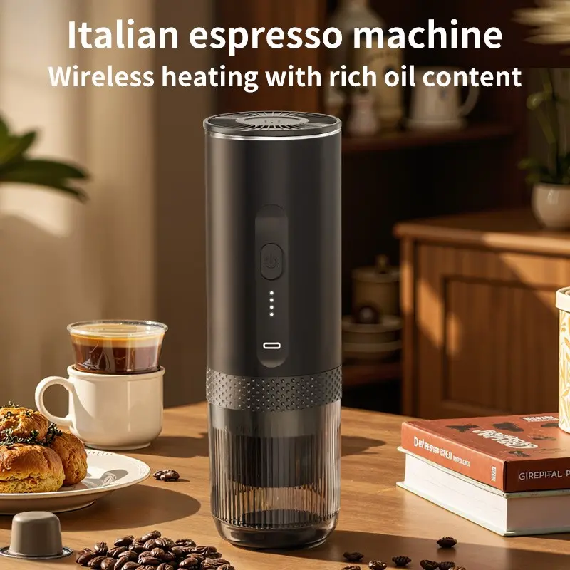 Wireless Electric Espresso Coffee Machine, Portable Car and Home Camping Coffee Maker, Dual Capsule Powder Travel Coffee Machine, Coffee Making Machine