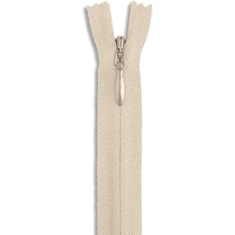 Beige Zipper 16" Invisible Zipper Heavy Duty Zippers Non Separating Zipper Nylon Zipper Crafts Zipper for Sewing  Size of 2 mm
