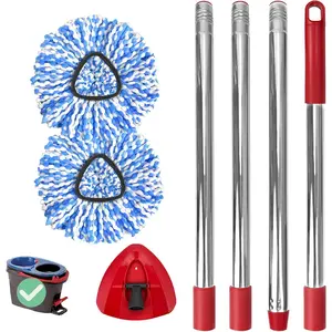 Spin Mop Set for RinseClean 2-Tank System, Includes 2 Microfiber Mop, 1 Spin Mop Handle (30"-58"), 1 Spin Base, Washable