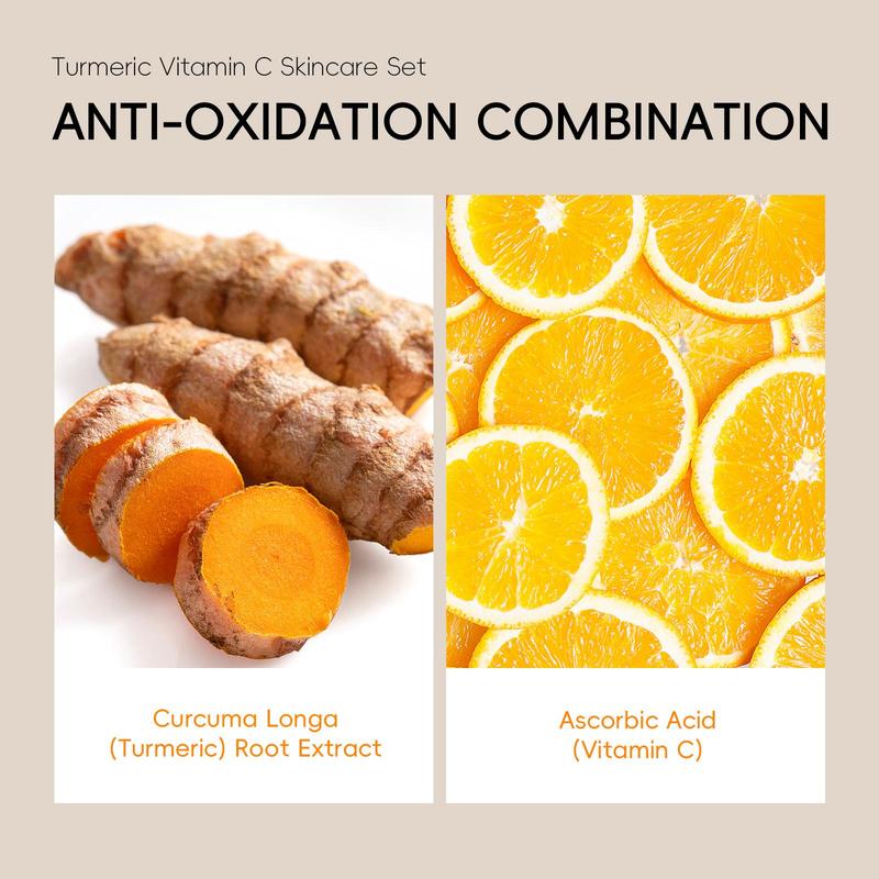 Quiyum Turmeric Vitamin C Skincare Set, Moisturizing Skin Care Kit, Skin Care Sets, Including Cleanser, Toner, Cream, Eye Cream, Serum, Soap, Mud Mask, Scraping Pate，Octopus Brush，Gift Bag，Card，Gift Box，Best Gift,Skin Care Kit for Women & Girl