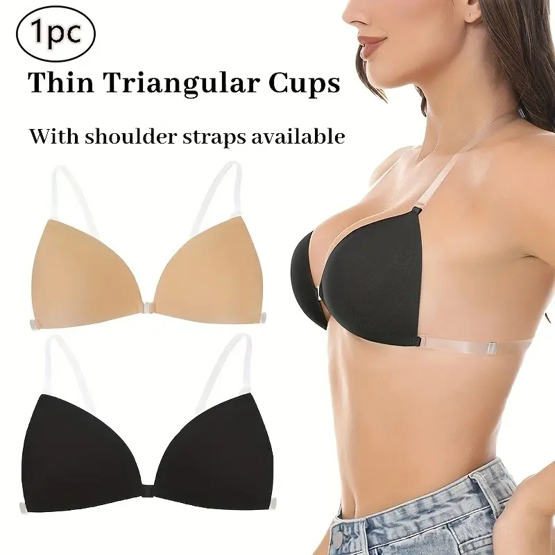 Thin Triangle Cup Backless Bra, Transparent Adjustable Straps, Invisible Strapless Adhesive Bra, Reusable Seamless Lift Bra, Summer Dress Wedding Gown