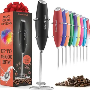 Handheld Mini Milk Frother Wand, Battery Operated Stainless Steel Drink Mixer with Stand for Coffee Lattes Cappuccino Frappe Matcha Hot Chocolate, Great Gift