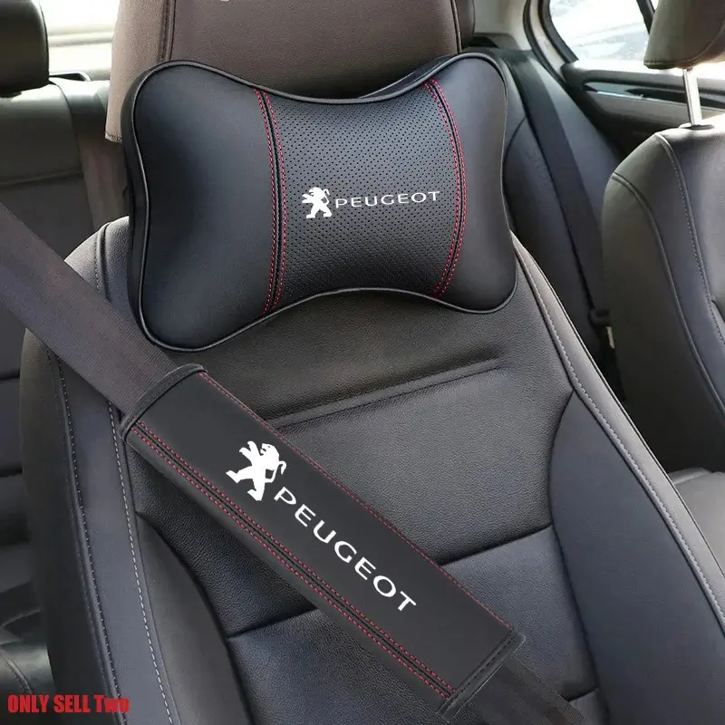 Car Headrest Neck Pillow, Seat Belt Shoulder Pads, Car Seat Belt Cover, Shoulder Protection Pad for Peugeot Models