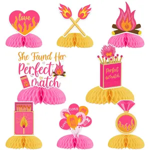 8PCS Perfect Match Bachelorette Table Decoration She Found Her Perfect Match Bachelorette Honeycomb Centerpieces Match Made in Heaven Bridal Shower Decor for Wedding Engagement Party