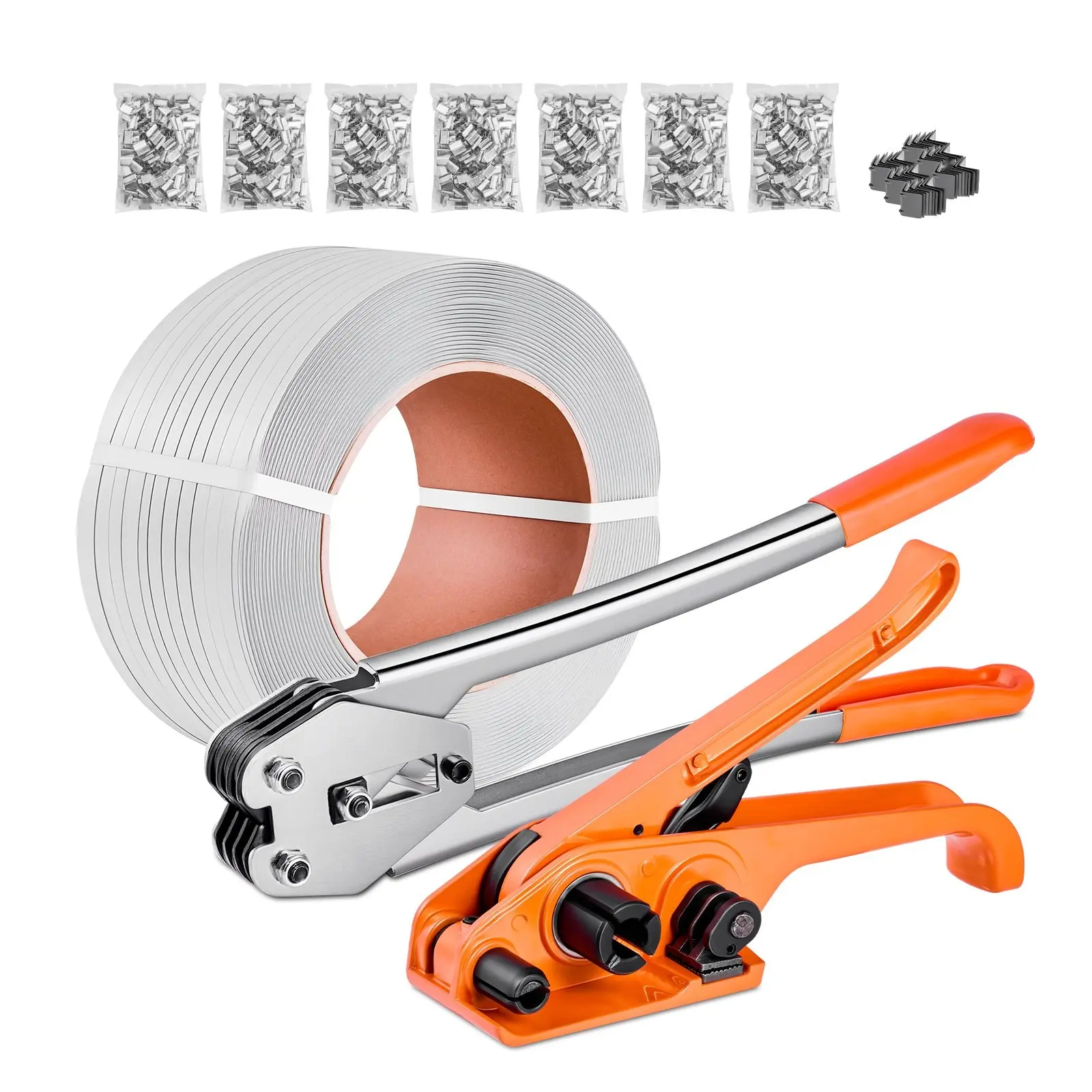 Heavy Duty Banding Strapping Kit With Sealer Tool, 3200 Ft PP Band, 1000 Metal Seals, 50 Corner Protectors, Plastic Pallet Packaging Strapping Kit For Warehouse, Shipping, Moving And Industrial Packaging Applications