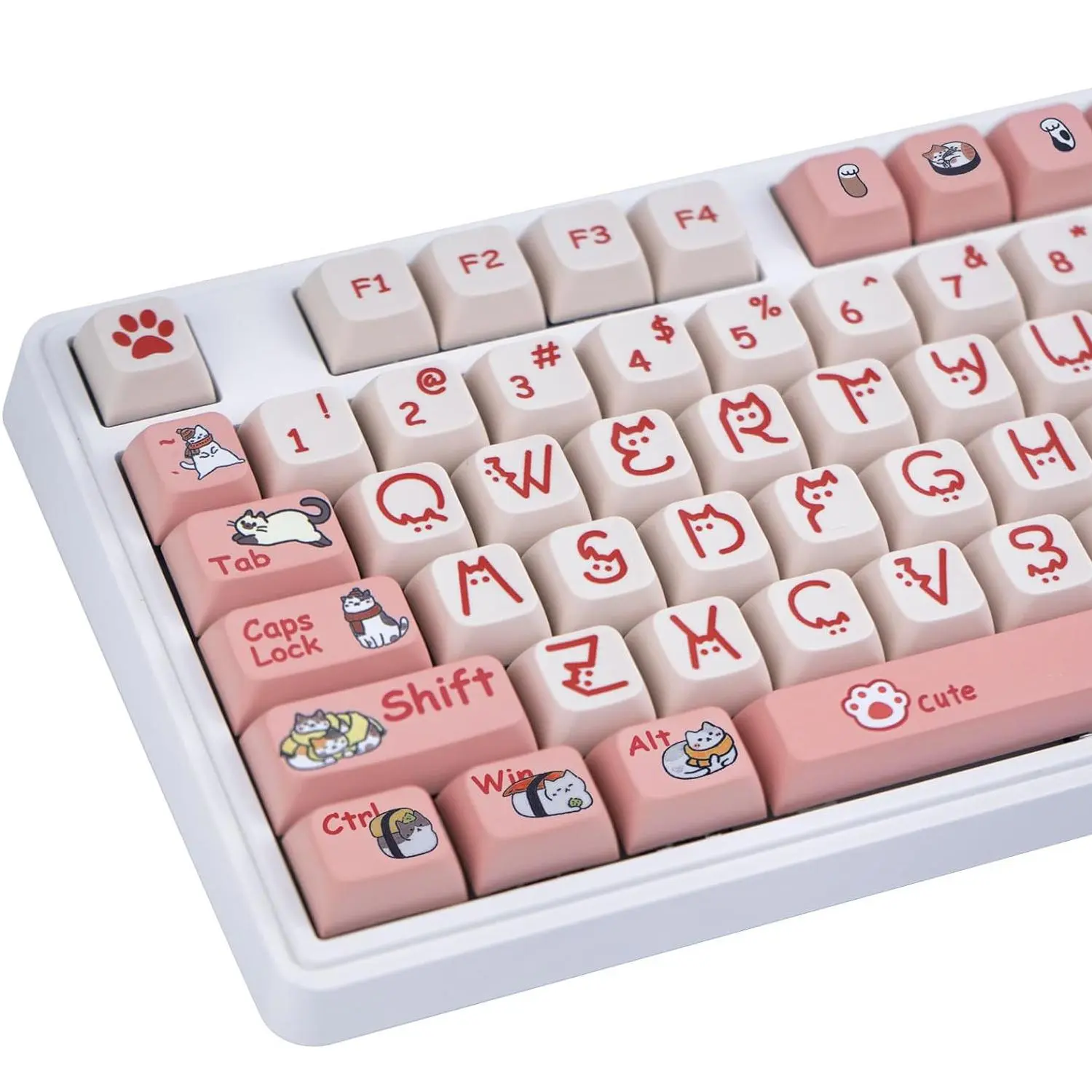 Cute Cat Planet Keycaps, 131 Keys Dye-sublimation Keycaps, PBT XDA Profile Keycaps for Cherry Gateron MX Switches Mechanical Gaming Keyboards, Keycap Set