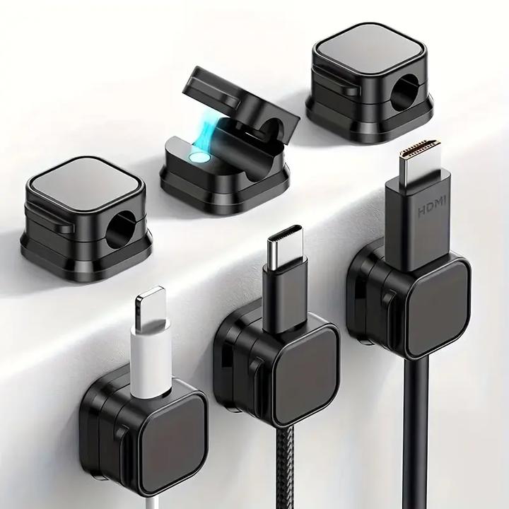 6 Pack Magnetic Cable Clips Cord Holder| Adhesive Wire Keeper| Organizer for Home, Office, Phone, Car & Wall Cable Management