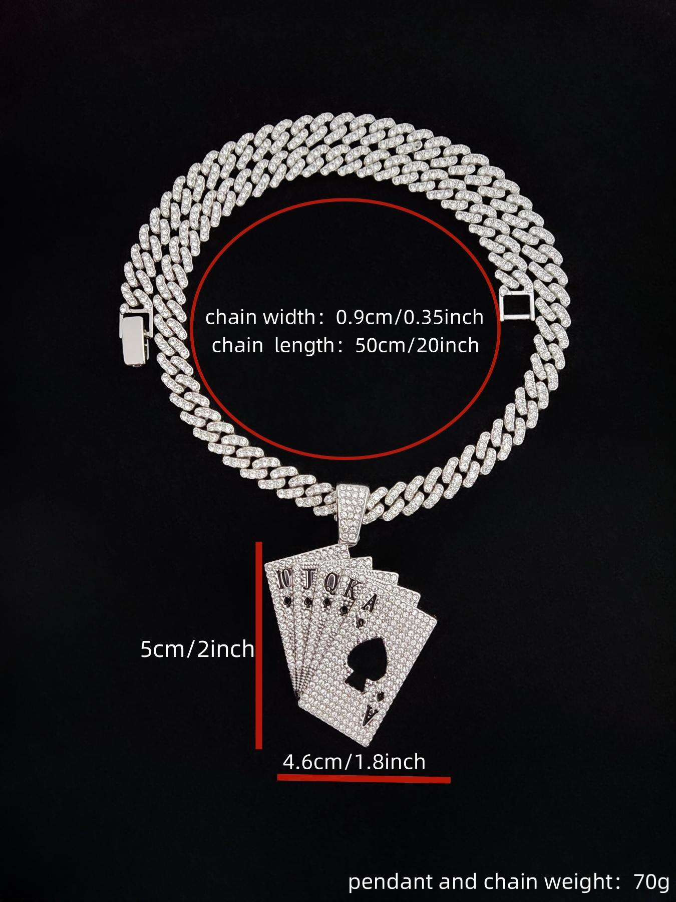 Creative Poker Shaped Pendant  Cuban Chain Necklace, Cuban Link Design, Punk Hip Hop Jewelry for Party, Daily Decor, Trendy All-match & Exquisite Jewelry for Birthday Gift