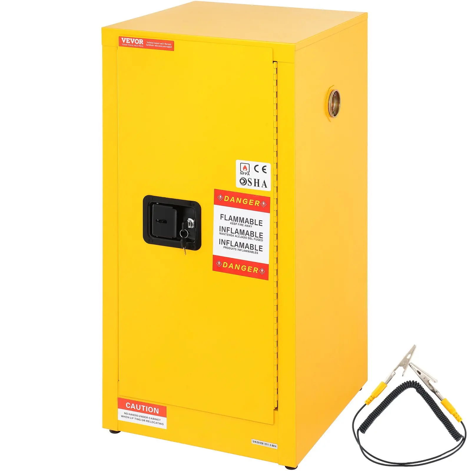 【DealsForYouDays】VEVOR SS-889 16-Gal Flammable Safety Cabinet, Cold Rolled Steel Explosion-Proof Storage with 2 Adjustable Shelves, 1 Door, Ventilation Holes, Collecting Tank, 18.1x18.1x35.4 In, 86 lbs, for Industrial Users' Workshops