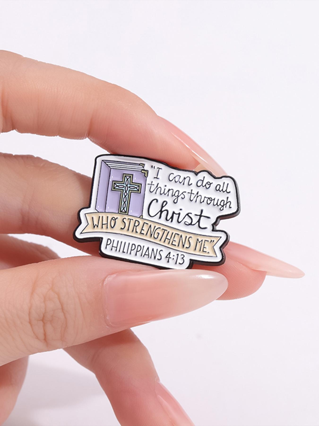 Creative Cross & Letters Print Brooch, Fashion Alloy Brooch for Daily Clothing, Clothes Accessories for Men & Women, Suitable for Clothes, Bags, Jeans, Pinbadges