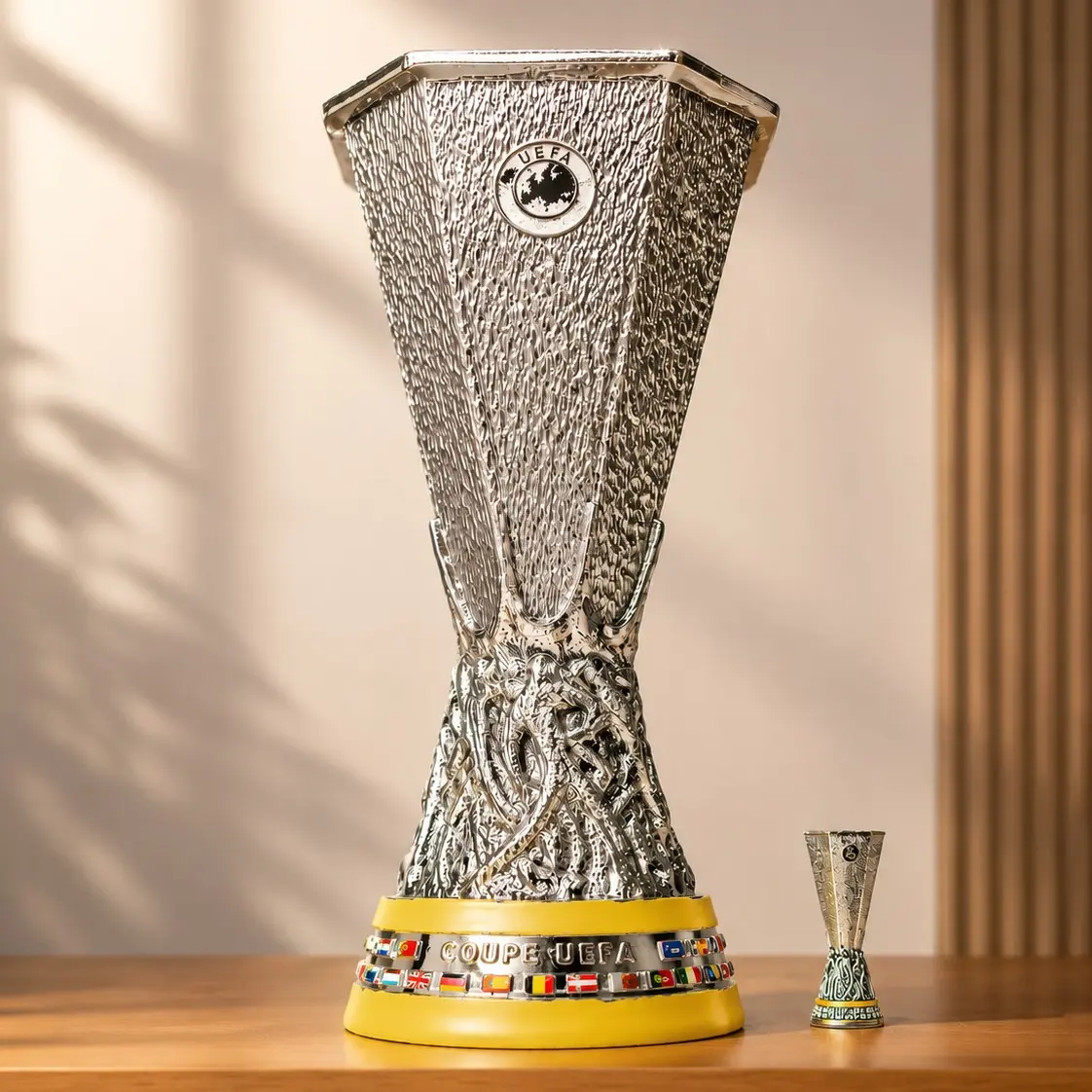 UEFA Europa League Trophy Model, Football Collectible Souvenir, Perfect Sports Replica, Ideal Gift for Football Fans, High-Quality Design, Elegant Desk Decor, Soccer Trophies