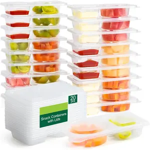HOT SALE 20Pcs 40Pcs Double Compartment Snack Containers with Lids Reusable Leak-Proof Dipping Containers Disposable Dual Compartment Boxes
