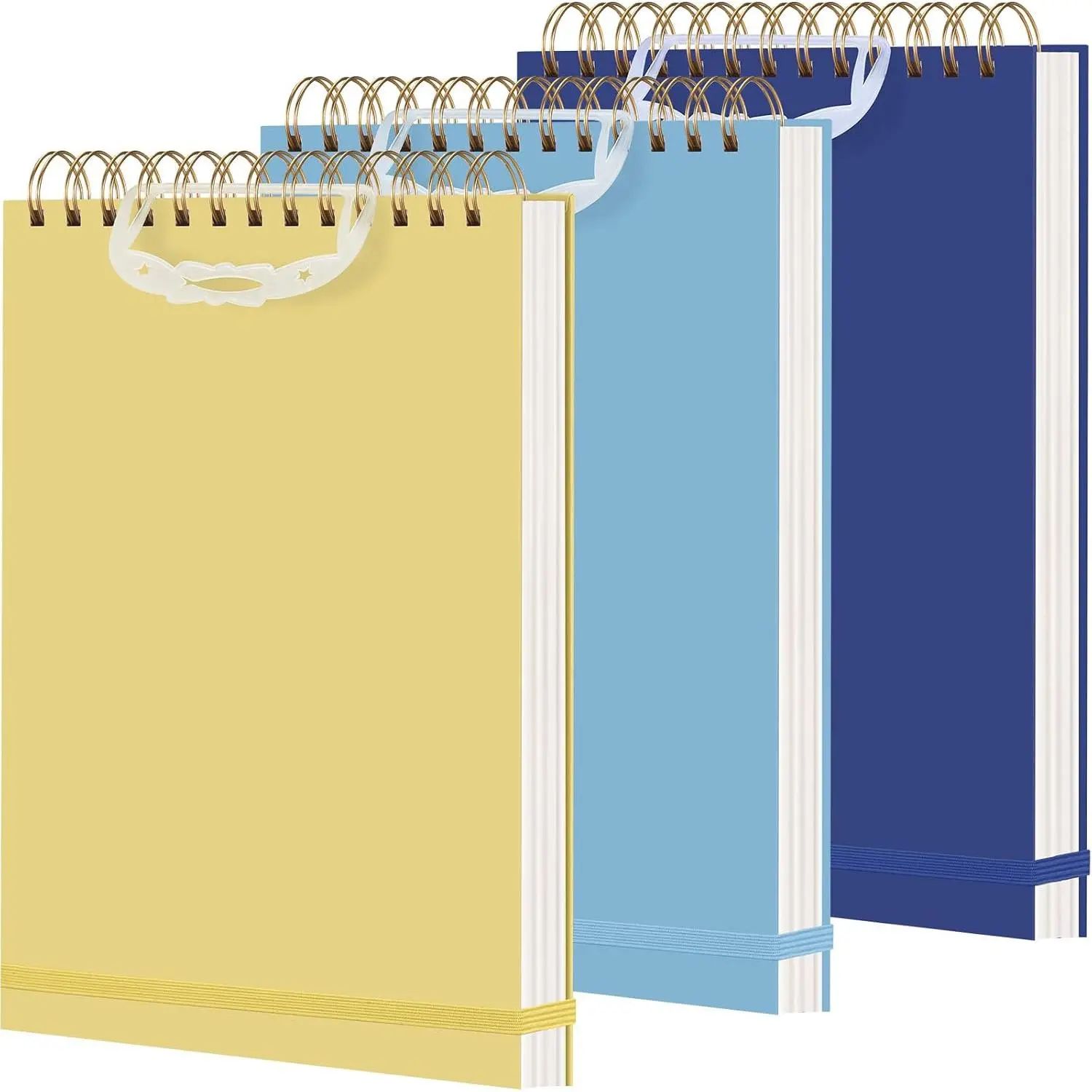 3 Pack Top Spiral Notebook 7"x10" Hardcover Steno Pads 240 Pages(120 Sheet) college Ruled  Cover Notepad Left hand Notebooks for Work School Office (Yellow, Light Blue, Dark Blue)