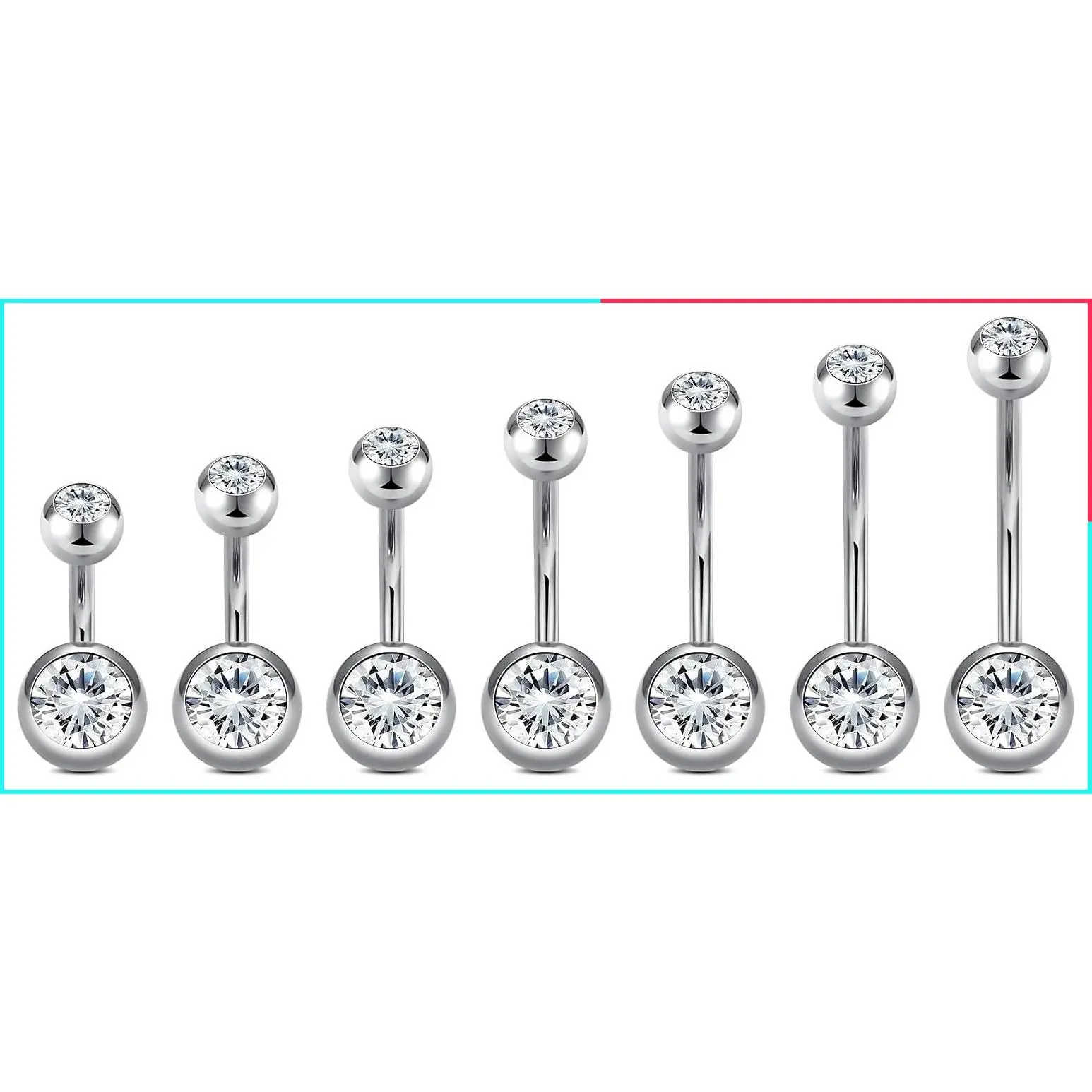 14g Surgical Steel Belly Button Ring for Women - Short & Long Bar, 6mm 8mm 10mm 12mm 14mm 16mm 18mm Belly Piercing Jewelry, Silver