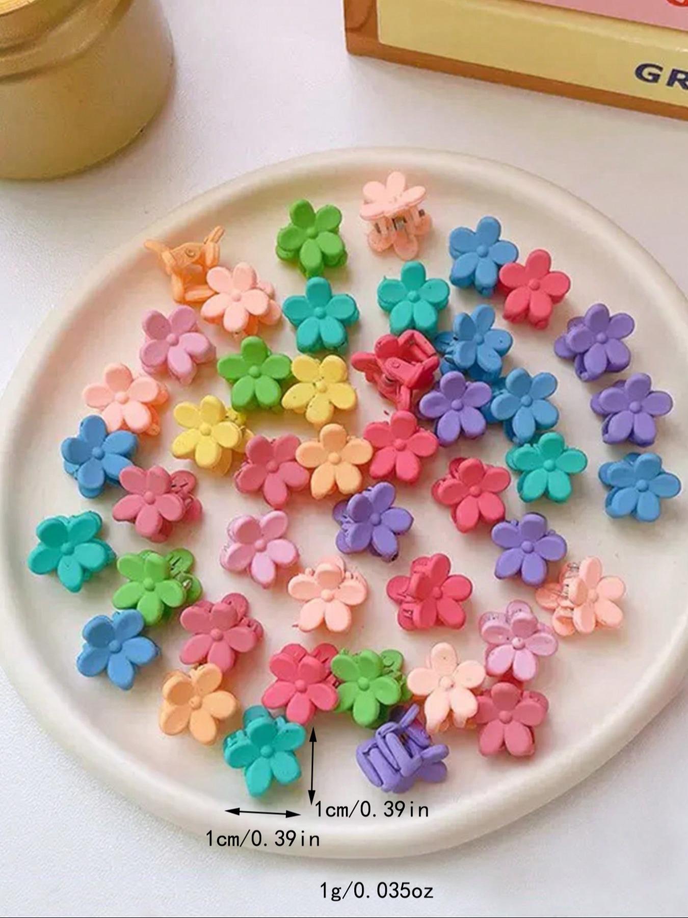 Random Color Flower Design Mini Hair Claws, Cute Colorful Hair Accessories for Women & Girls, Minimalist Headwear Suitable for Thick Hair, Super Cute Clips, Hair Clip Set, Hair Decor