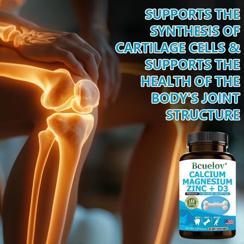 Bcuelov Calcium Magnesium Zinc + Vitamin D3 Health Supplement, Supports Bone and Teeth Health,Supports Immune System Health,120 Capsules