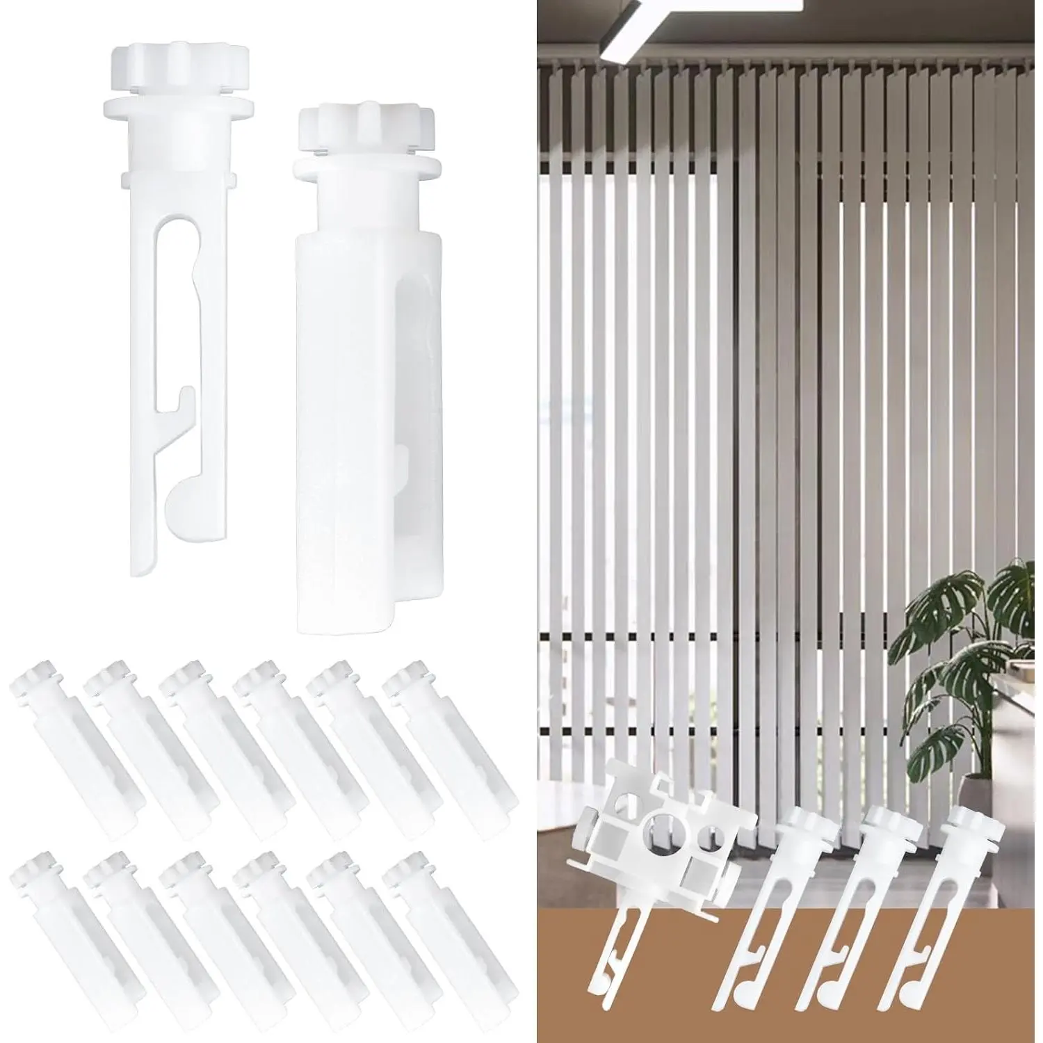 Vertical Blind Stem  Vertical Window Blind Insert Stem for Vanes Carrier Vertical Window Blind Carrier Stem Curtain Accessories, White (12Pcs)
