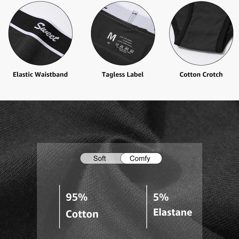 LEVAO Cotton Underwear for Women Sport Briefs Low Waisted Bikini Full Coverage Fashion Panties Underwear 5Pack S-XL