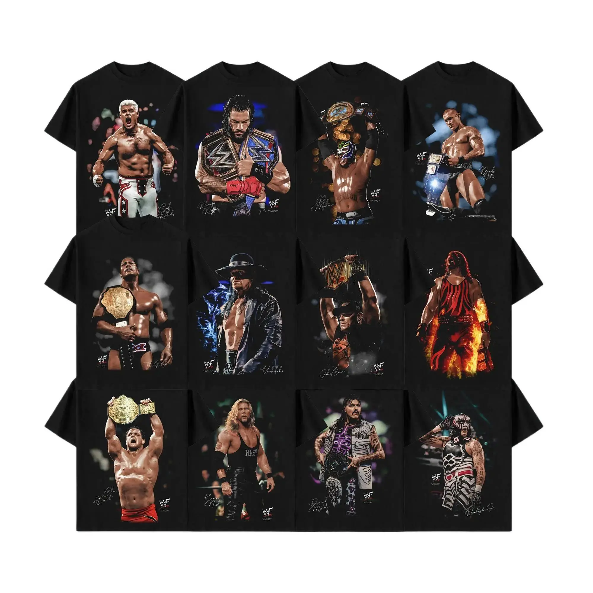 Men's Wrestling Legends Graphic T-Shirt, Vintage 90s Attitude Era Aesthetic, Oversized Streetwear Fit in Soft Breathable Heavyweight Cotton, Print, Outdoor, Fabric, Round Neck, Tee, Vintage Graphic Tees, Street Style, Relaxed Fit, Vibe, Shortsleeve, Retro