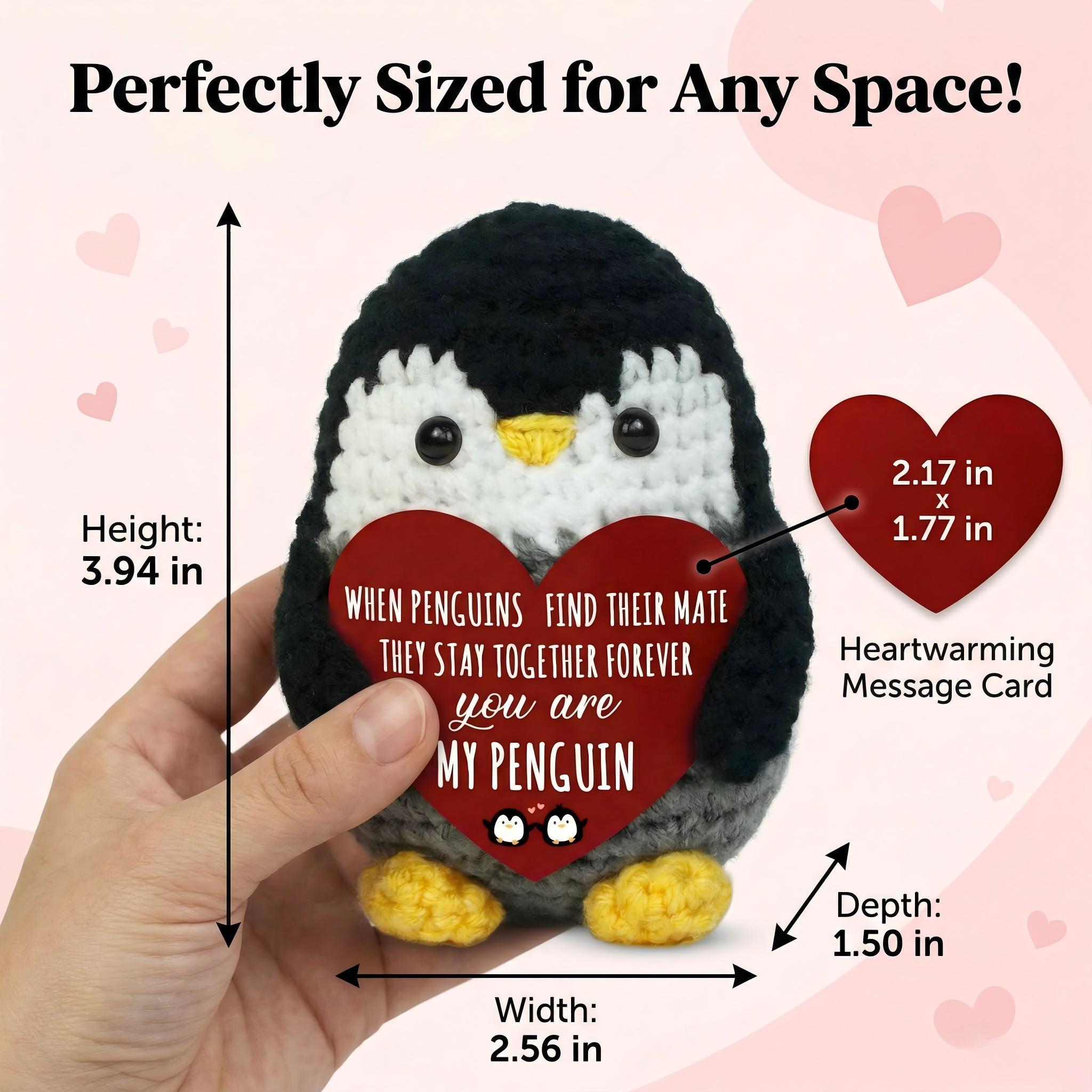 Cute Hand-Knitted Mini Penguin Plush, Emotional Support Stuffed Animal, Soft Stress Relief Toy, Perfect Christmas Presents & Holiday Gifts, Birthday Gifts for Women Men, Teacher Appreciation Gifts, Portable Desk Decor, Bag Charm Keychain, Healing Companio
