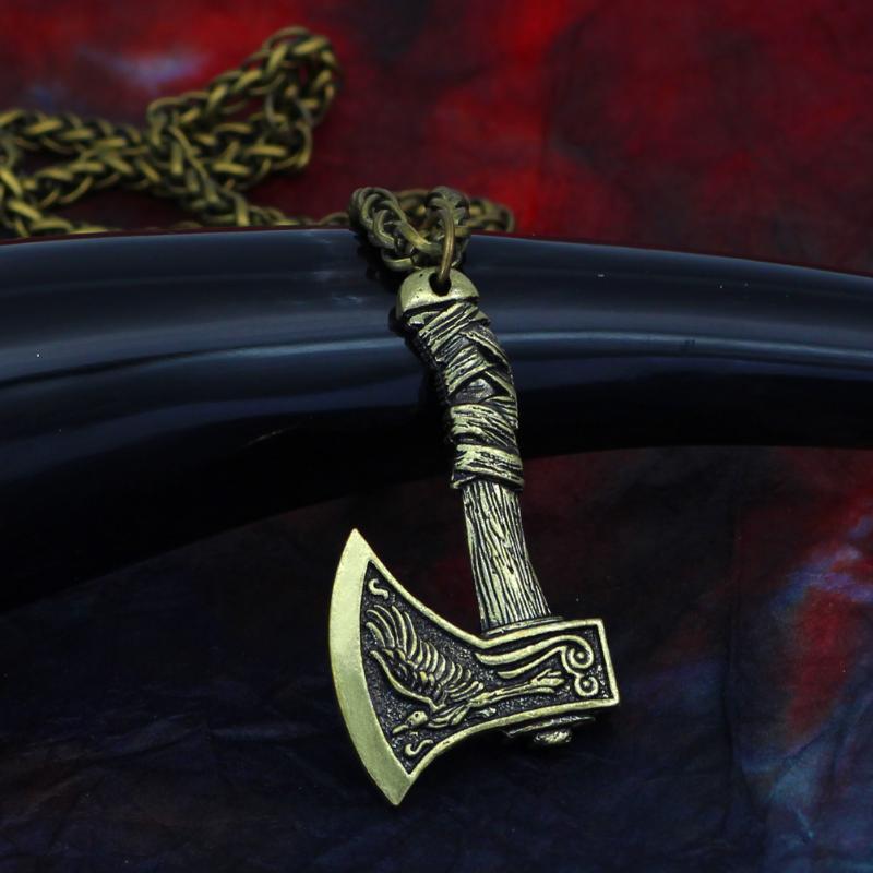 A Necklace with A Pendant Of A Manly Axe-wolf.