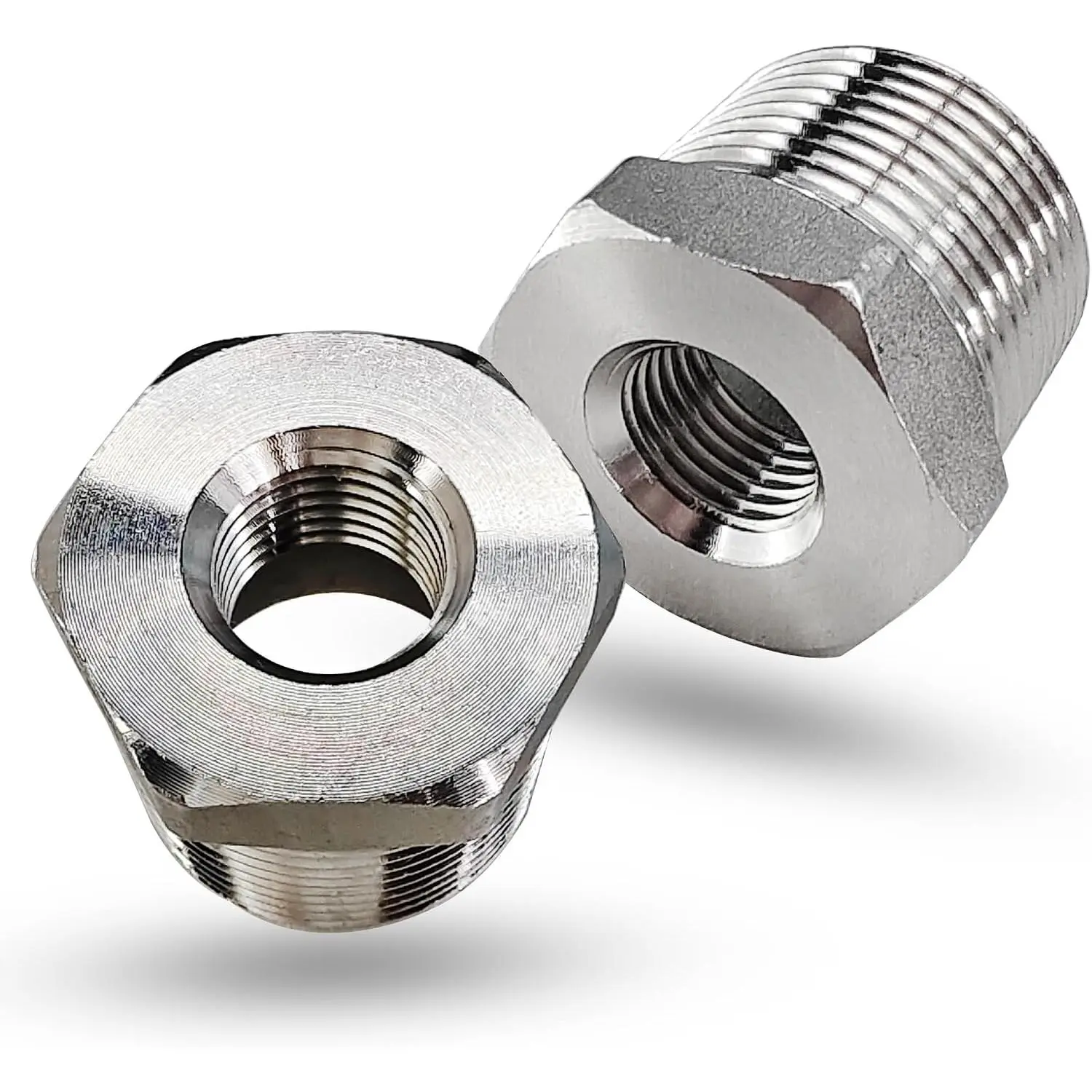 3/4" NPT Male to 1/4" NPT Female Hex Bushing Reducer, 304 Stainless Steel NPT Reducing Adapter Pipe Fitting, Heavy Duty Pipe Hex Bushing for Reducing Pipe (3/4” MNPT x 1/4” FNPT)