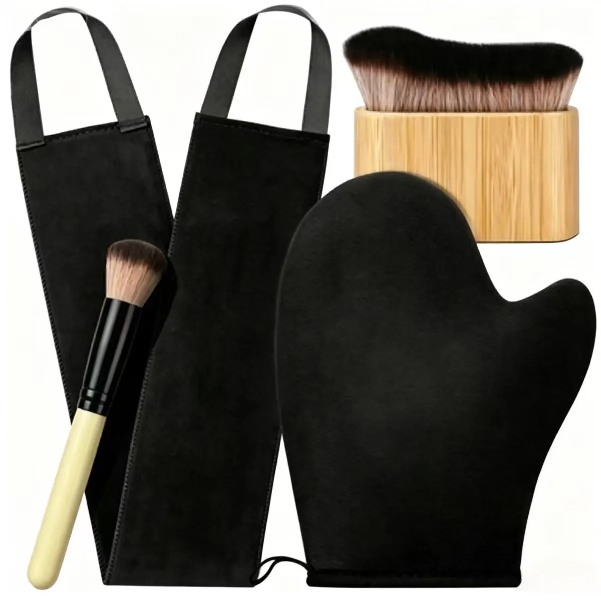 4-Piece Self-Tanning Mitt Application Set, Sleek Comfortable Tanning Mitts, Tanning Results, Skincare Exfoliating Tools, Ideal for Back Tanning