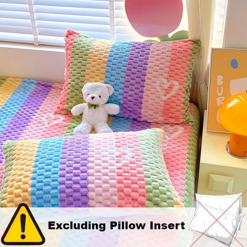 Thickened Cartoon Bedding Set, 1 Count Fitted Sheet & 2 Counts Pillowcase without Filler, Warm Touch Dustproof Soft and Comfortable Bedding, Soft Breathable Sheet, Bedding Sheets, Suitable for Bedroom and Guest Rooms #GLOBAL PICKS