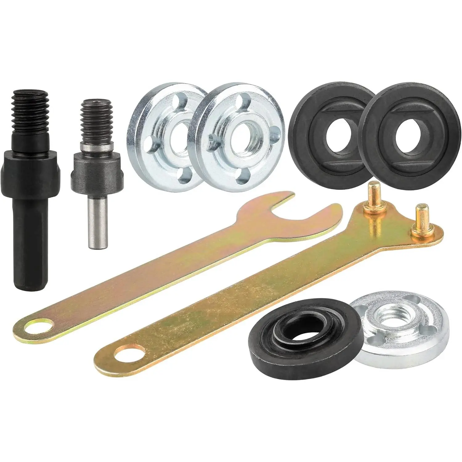 Electric Drill Angle  Connecting Rod Set, 6mm and 10mm Drill Arbor Mandrel Adaptor with 3 Set   Flange Nuts and Spanner Wrench Conversion Tool For  Disc