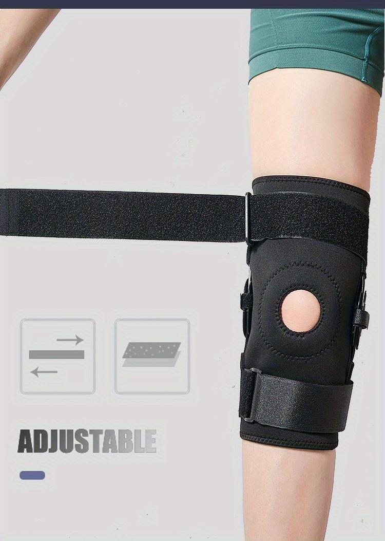[Adjustable Knee Brace] 1pc Plus Size Adjustable Knee Brace |   Hinged Open Patella Support with Side Stabilizers, Breathable Black Running Knee Pads for Sports & Casual Wear, Comfortable Fit, Secure Fit Design