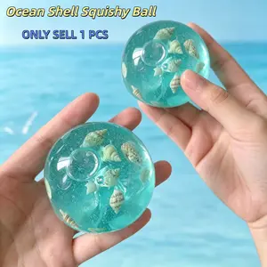 Ocean Shell Stress Ball, Creative Slow-Return Squeeze Ball, Sensory Pressure Relief Toy, Soft Gel Unwind Toy, Party Gift Idea