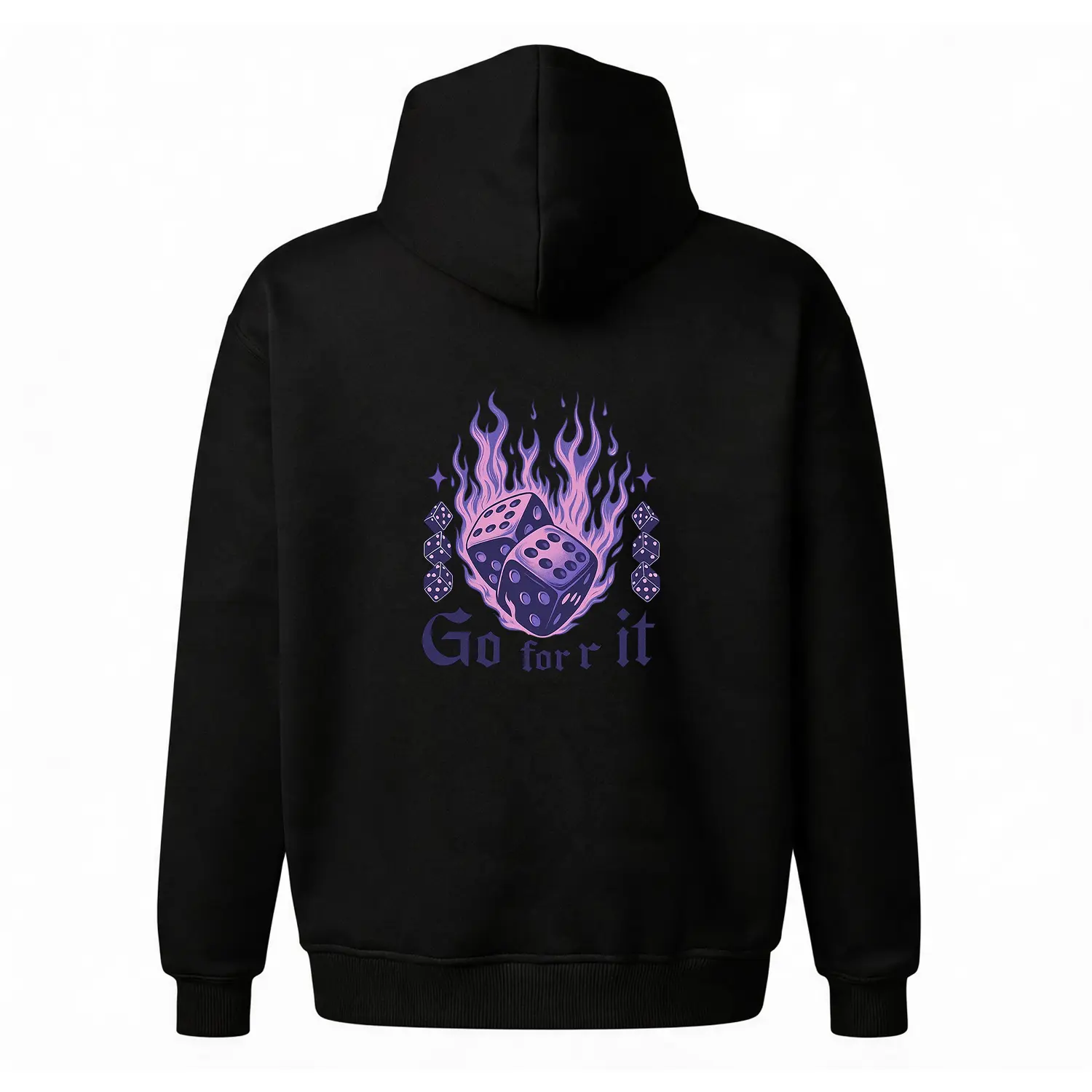Unisex Y2K Hoodie |   Retro Purple Flame Dice Graphic Hoodie |   Oversized Streetwear Sweatshirt |   Cozy Fleece Casual Pullover