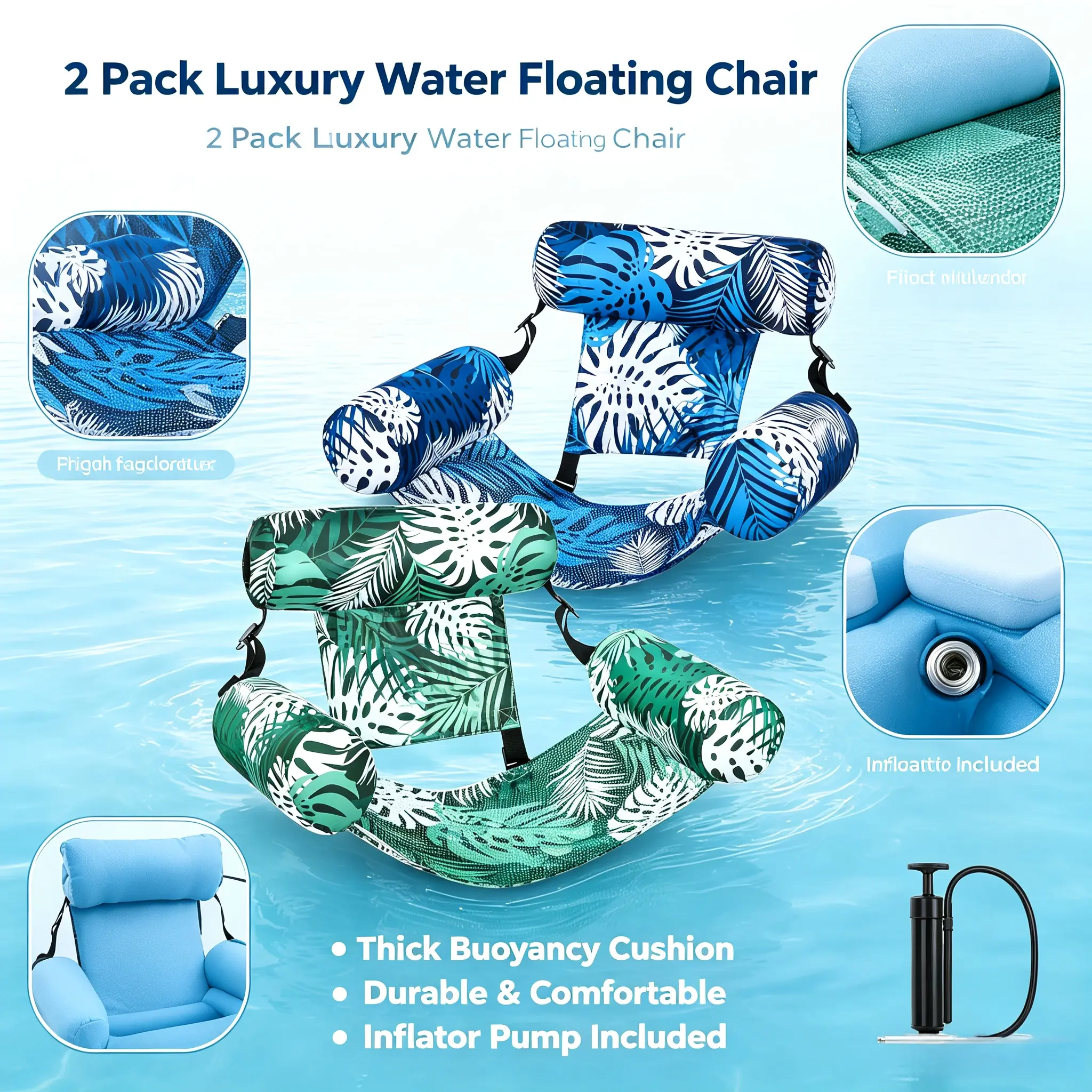 Inflatable Pool Float for Adults - Heavy-duty Inflatable Lounger and Pool Float in Pink and Blue, Suitable for Pools, Lakes, Beaches, Backyard Parties, and Other Venues, for Ultimate Water Fun