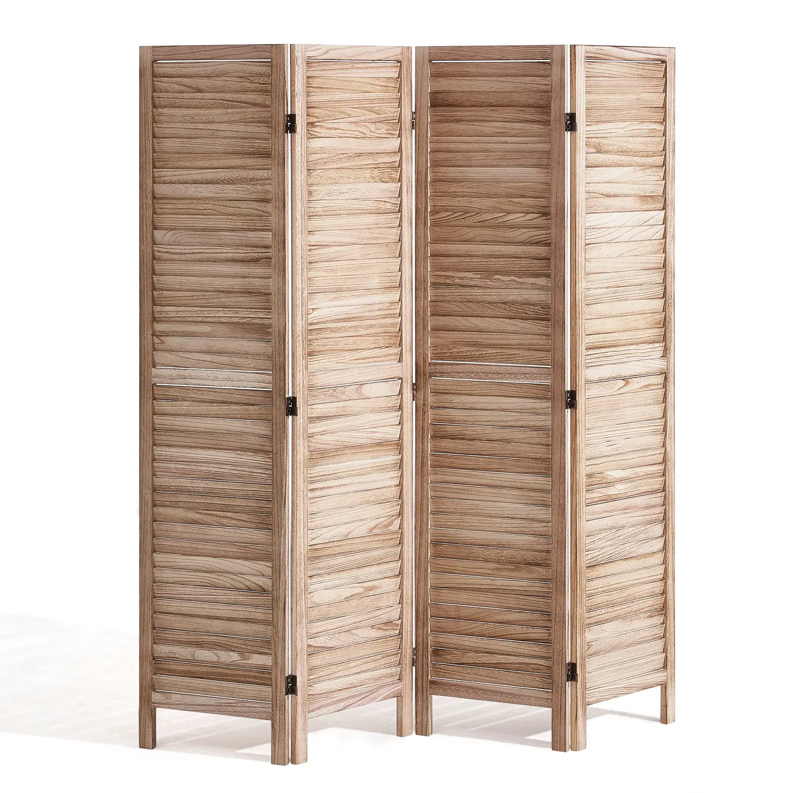 【DealsForYouDays】VEVOR Wood Room Divider, 4 Panel Wood Folding Privacy Screen, 66.9 Inches Tall Indoor Louvered Wooden Partition, Portable Decoration Screen, for Room Separation, Home, Office, Restaurant Bedroom