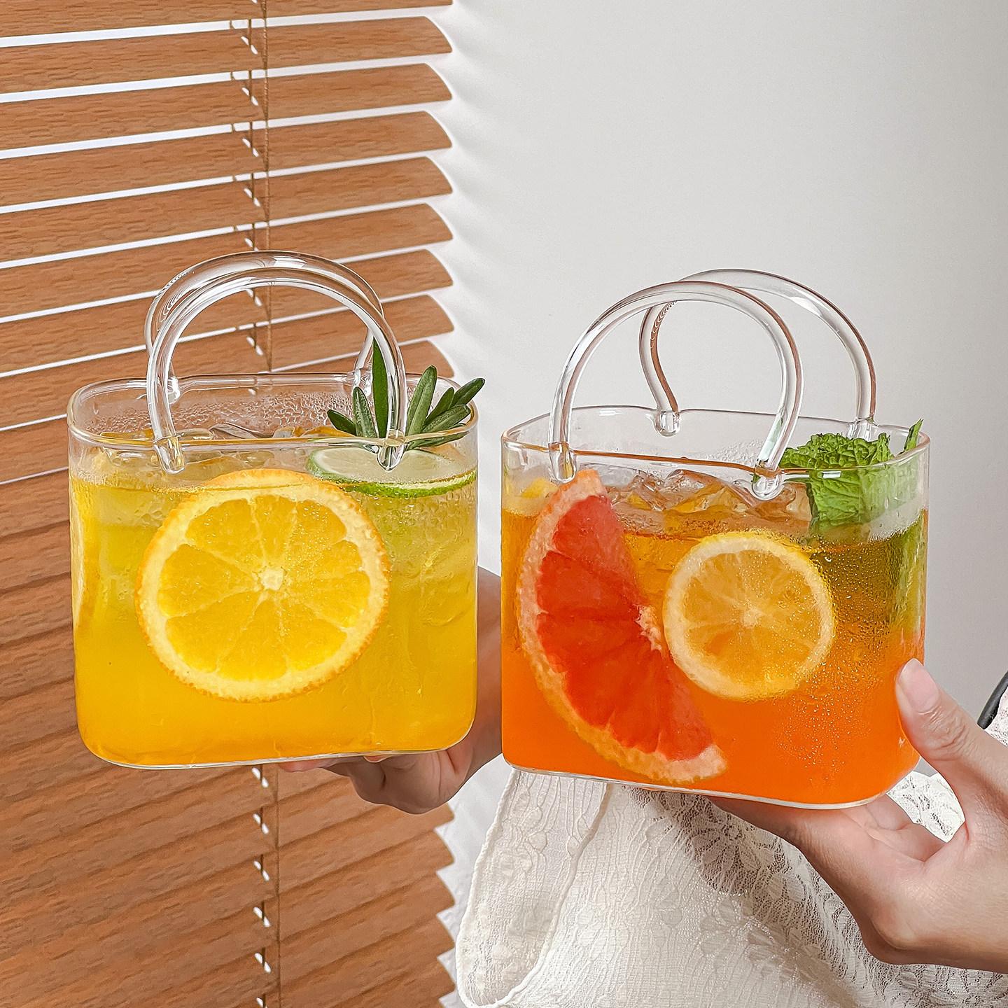 Glass Purse for Drinks, Stylish Drinkware,Unique Thick Wine Glasses Gifts ,Fish Bowl Vase,Creative Drinking Glass for Fruit Juice,Tea,Flowers,Unique Birthday Gift
