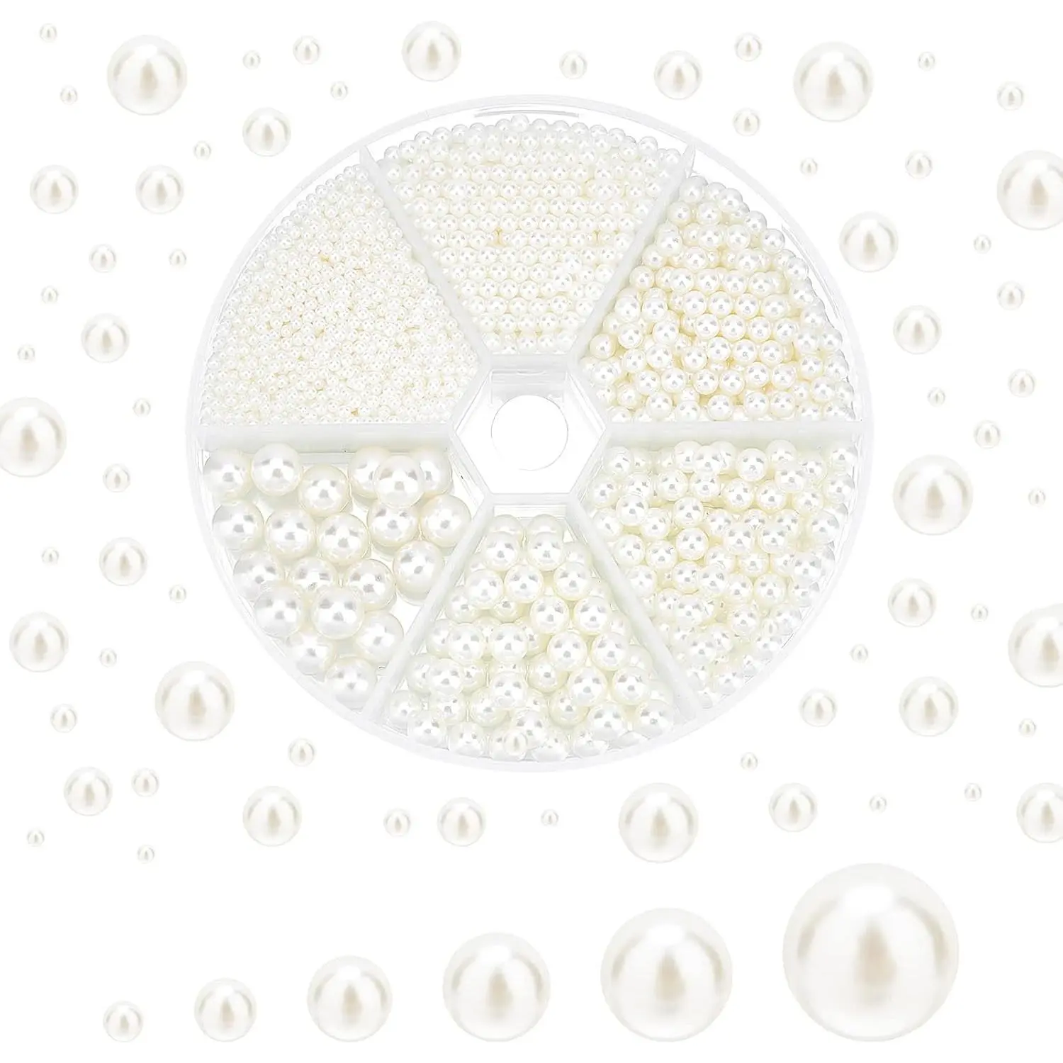 2200 count No Holes , White  Beads Undrilled Imitated  Beads Garment   for Crafting Table Scatter Wedding Decor, 2/3/4/5/6/8mm