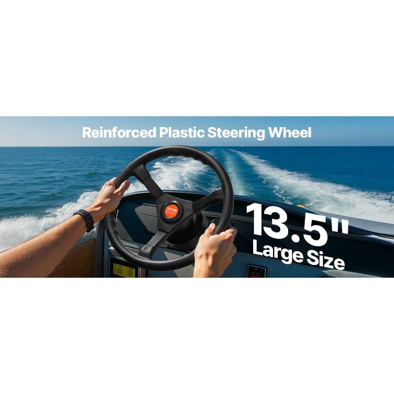 VEVOR Outboard Steering System 14' Outboard Steering Kit 14 Feet Boat Steering Cable with 13 Wheel Durable Marine