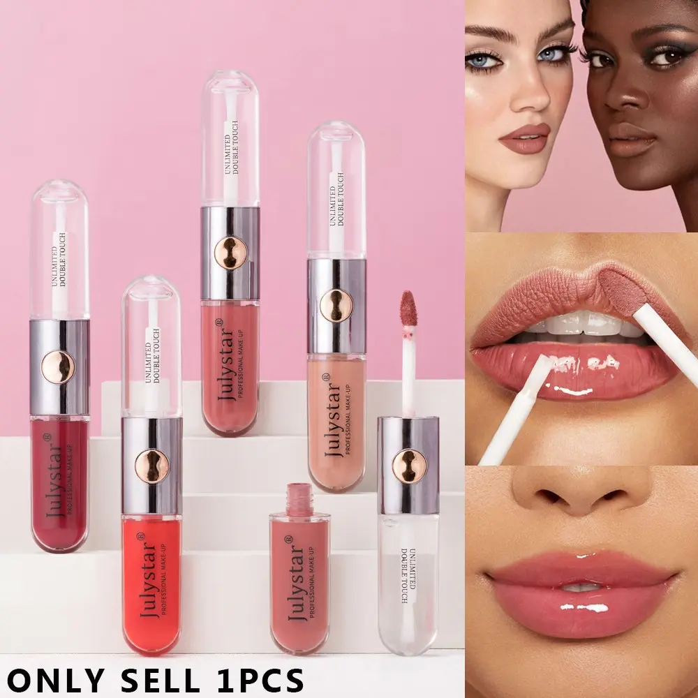 Dual Action Matte and Shiny Lip Gloss, 9 Color Buildable Lipstick, Non-Stick Cup Long Lasting Liquid Lip Makeup, Lip Cosmetic, Portable Size for Travel & Daily Touch Up, Lip Products Makeup