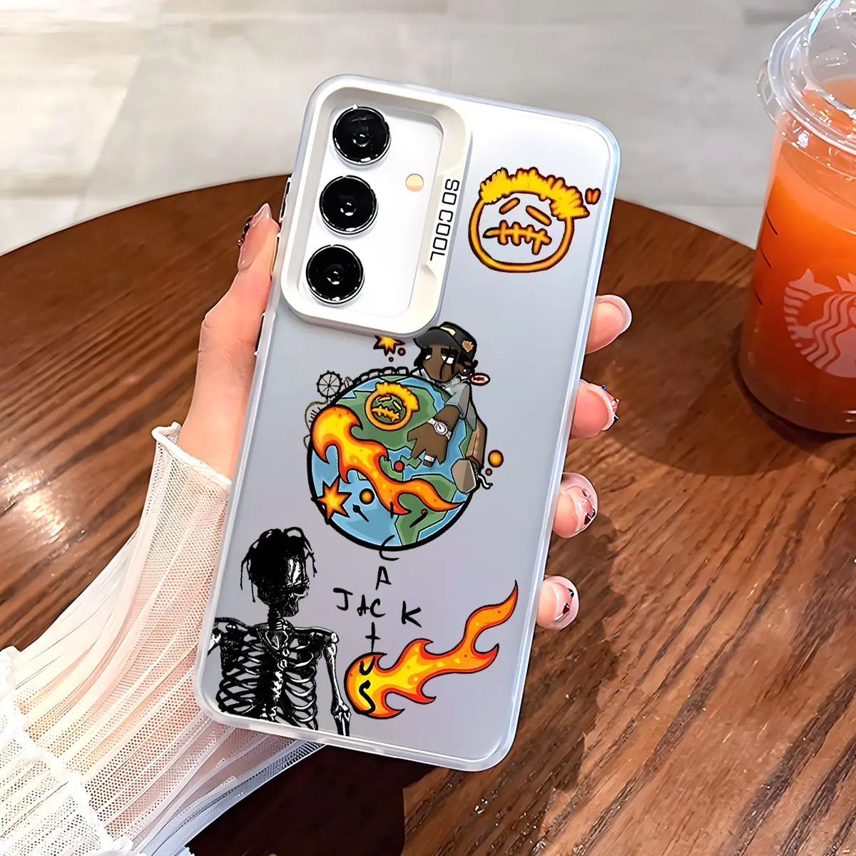 Hip Hop Street Graffiti Skeleton Flame World Graphic Phone Case with Hard Back & Soft Edge Drop Protection Cover for SAMSUNG S21 S22 S23 S24 S25 Plus S22Ultra S23Ultra S24Ultra S23FE S25ultra S26+ S26Ultra