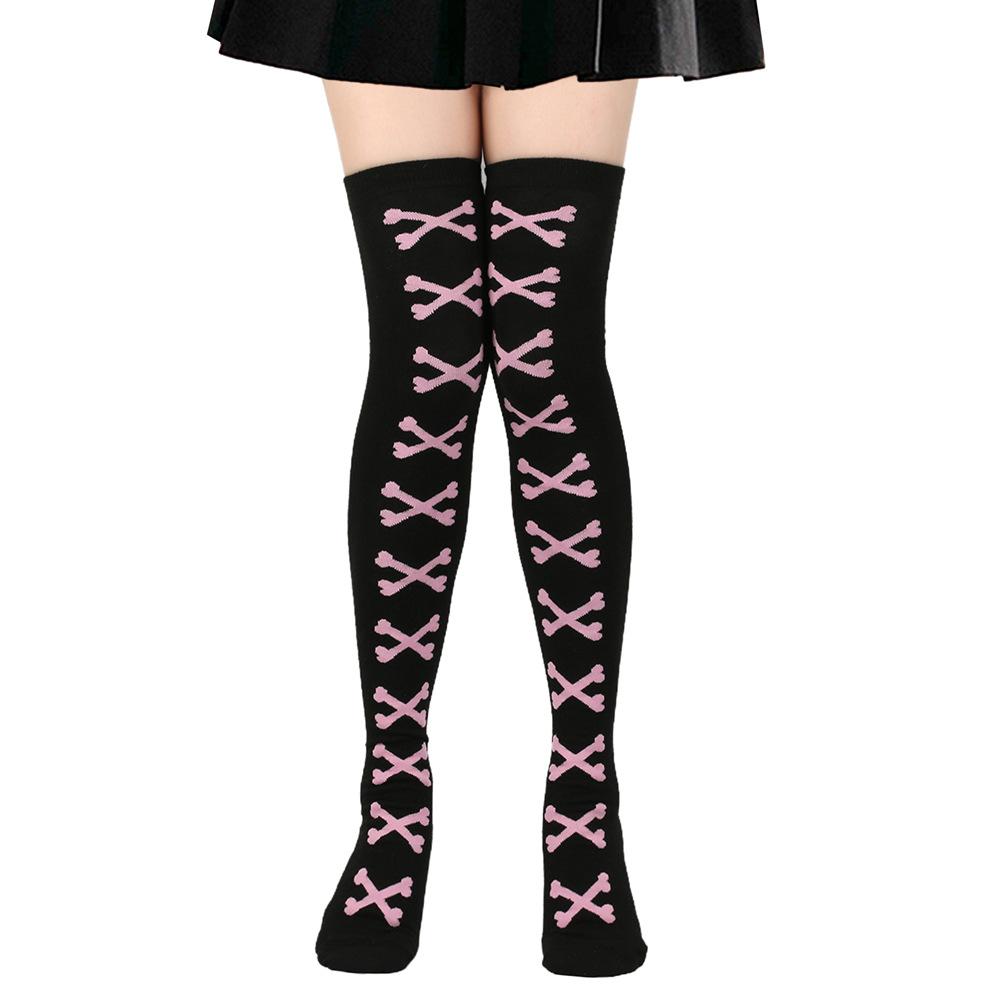 3 pairs Over-The-Knee Black White Pink Lolita Stockings